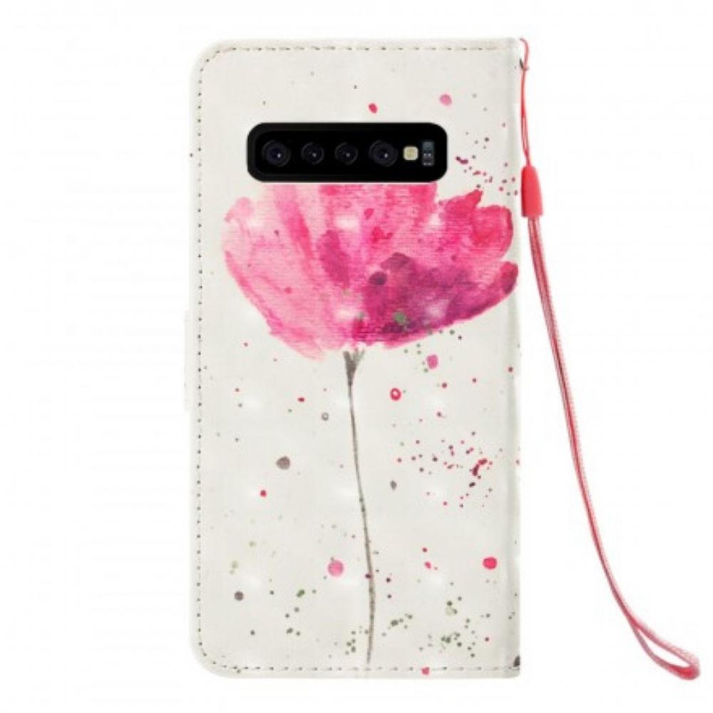 Telefoonhoesje Leren Hoesje voor Samsung Galaxy S10 Plus Aquarel Halster