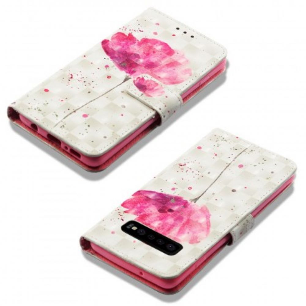 Telefoonhoesje Leren Hoesje voor Samsung Galaxy S10 Plus Aquarel Halster