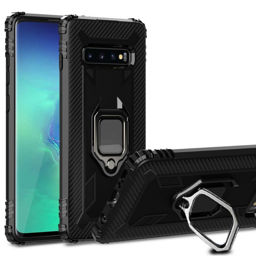 Telefoonhoesje voor Samsung Galaxy S10 Plus Ring En Koolstofvezel