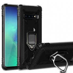 Telefoonhoesje voor Samsung Galaxy S10 Plus Ring En Koolstofvezel