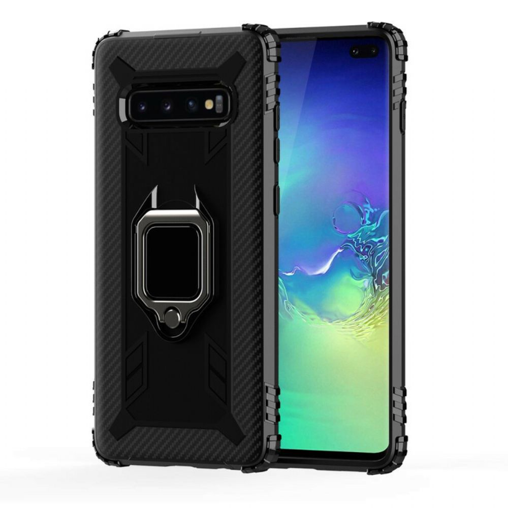 Telefoonhoesje voor Samsung Galaxy S10 Plus Ring En Koolstofvezel