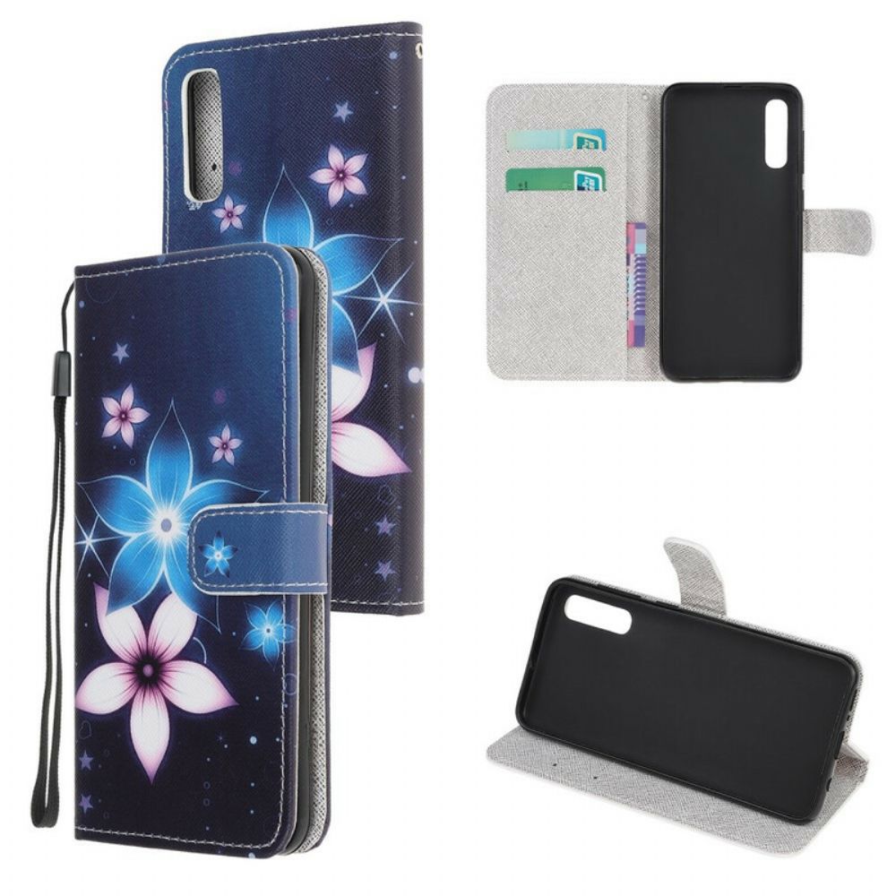 Folio-hoesje voor Huawei P Smart S Met Ketting Maanband Bloemen