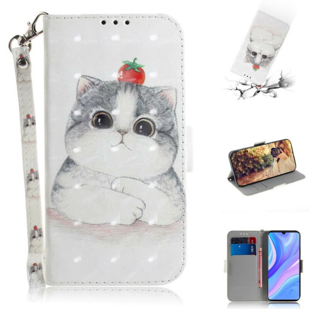 Folio-hoesje voor Huawei P Smart S Met Ketting Tomaat Op De String Cat