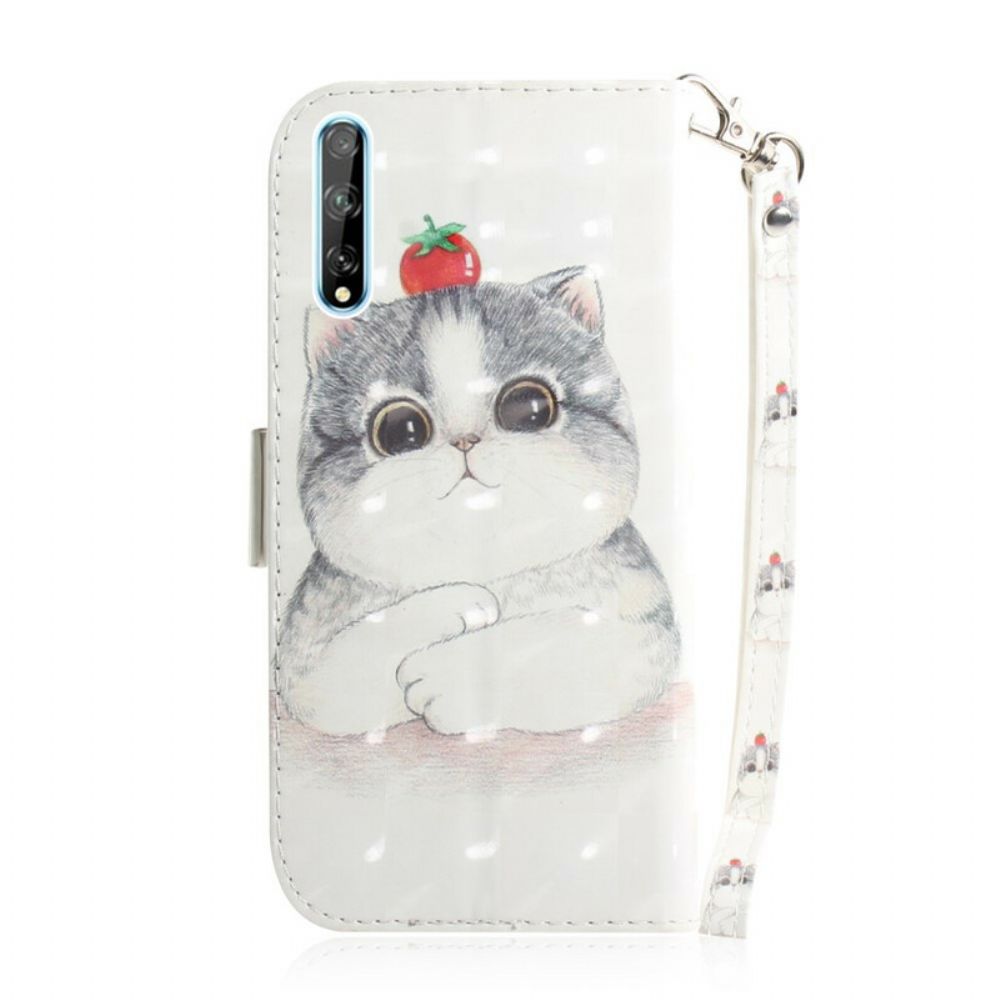 Folio-hoesje voor Huawei P Smart S Met Ketting Tomaat Op De String Cat