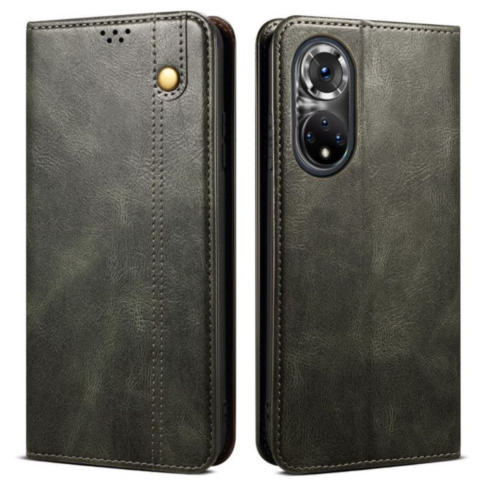 Bescherming Hoesje voor Honor 50 Pro Folio-hoesje Dubbellijnig Litchi-leereffect