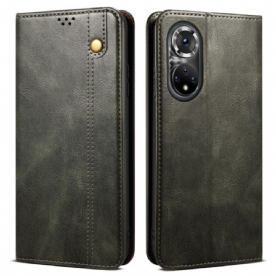 Bescherming Hoesje voor Honor 50 Pro Folio-hoesje Dubbellijnig Litchi-leereffect