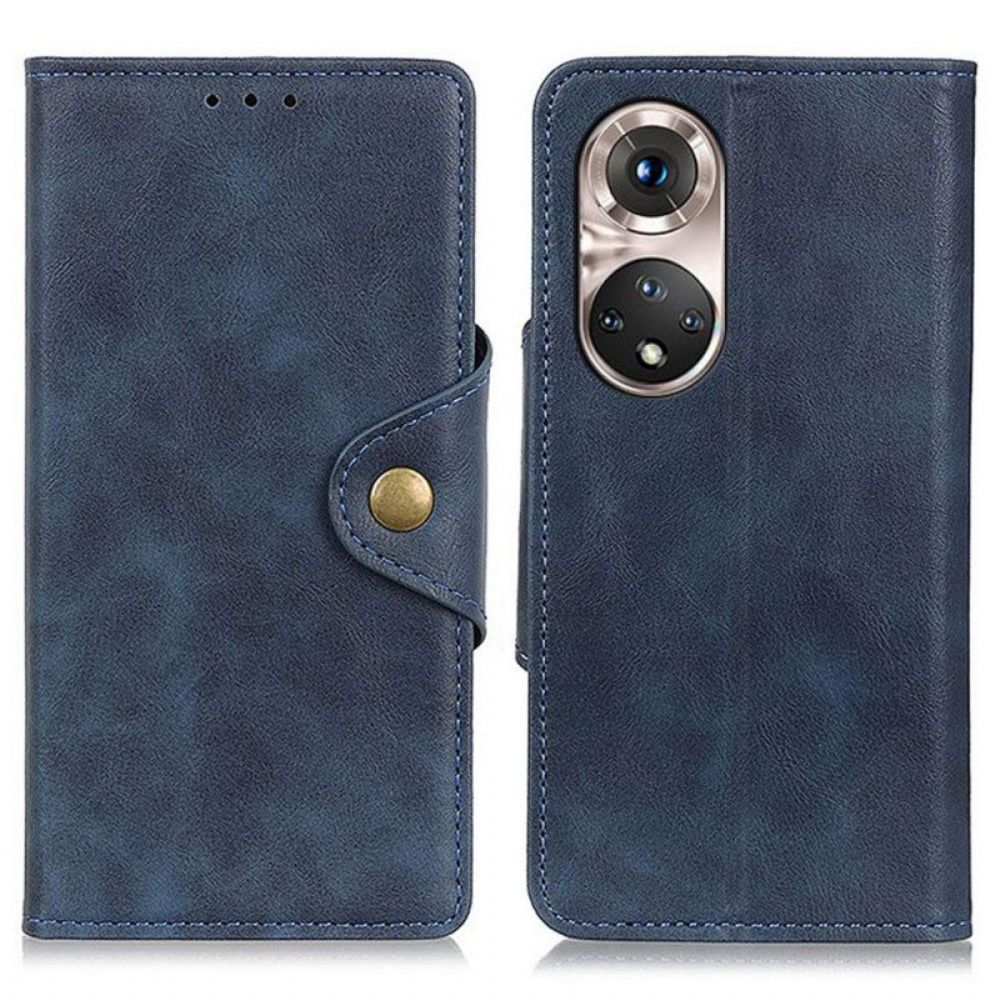 Folio-hoesje voor Honor 50 Pro Pro Vintage Kunstleer En Knoop