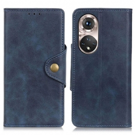 Folio-hoesje voor Honor 50 Pro Pro Vintage Kunstleer En Knoop