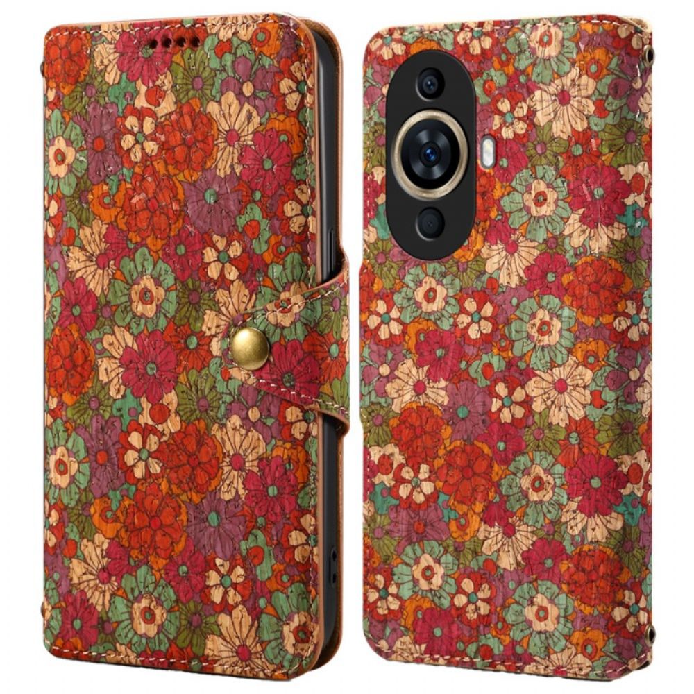 Leren Hoesje Huawei Nova 12s Bloemenpatronen Bescherming Hoesje