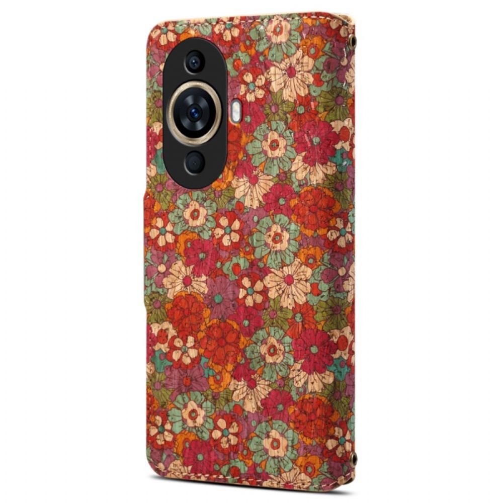 Leren Hoesje Huawei Nova 12s Bloemenpatronen Bescherming Hoesje