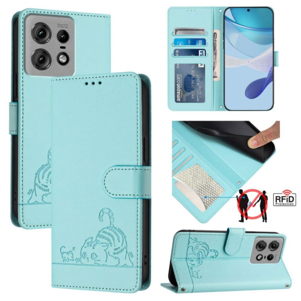 Flip Case Leren Motorola Edge 50 Pro Cartoon Rfid-bescherming