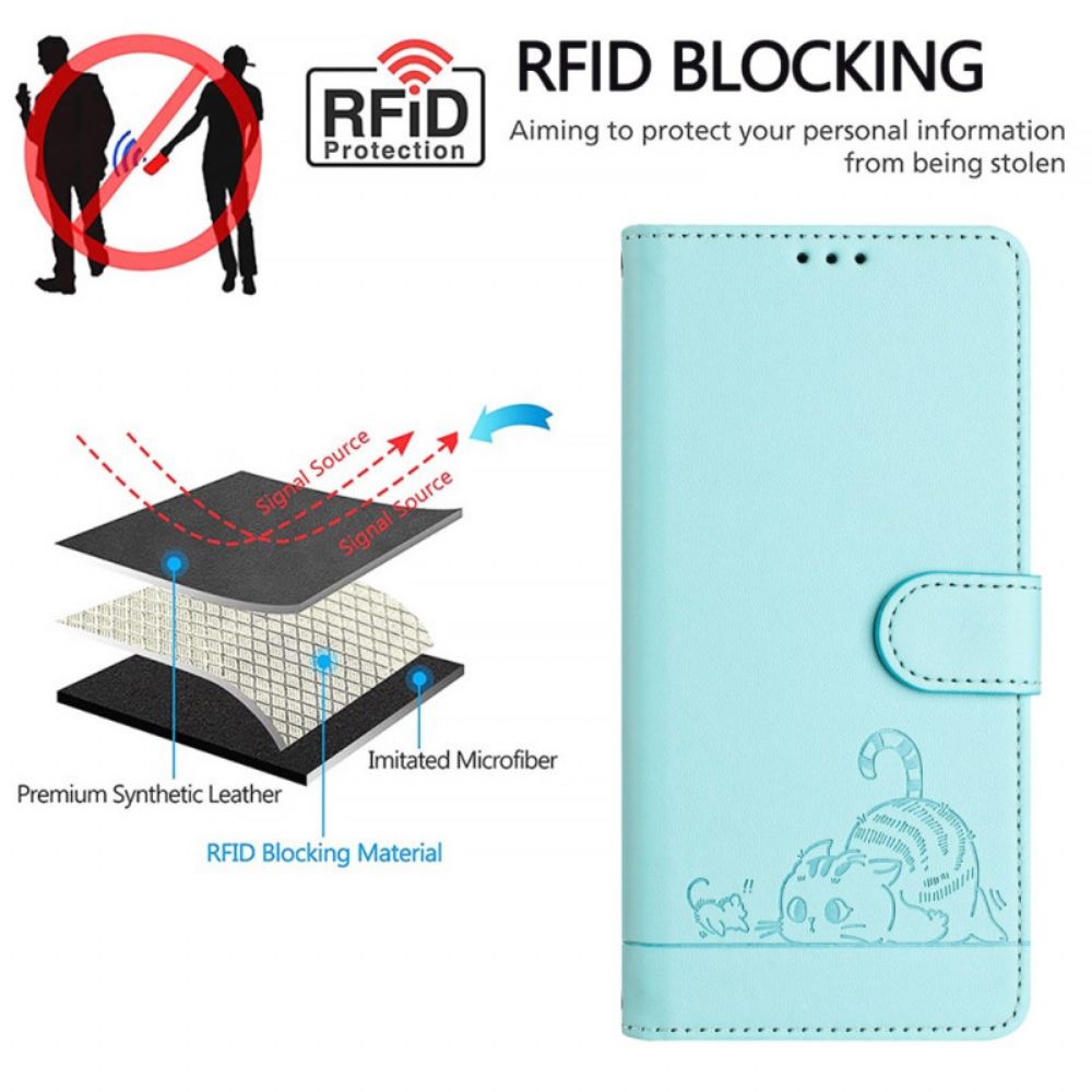 Flip Case Leren Motorola Edge 50 Pro Cartoon Rfid-bescherming