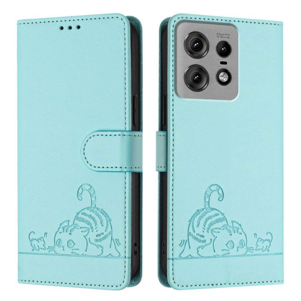 Flip Case Leren Motorola Edge 50 Pro Cartoon Rfid-bescherming