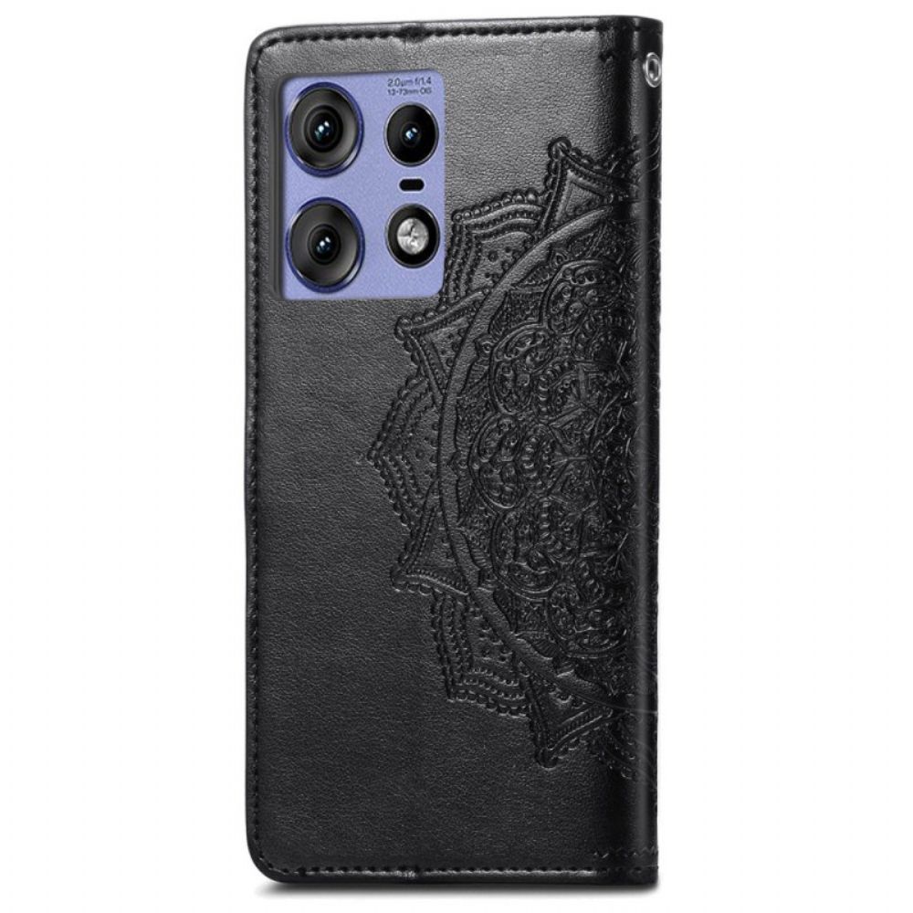 Leren Hoesje Motorola Edge 50 Pro Barok Mandala Met Bandje Bescherming Hoesje