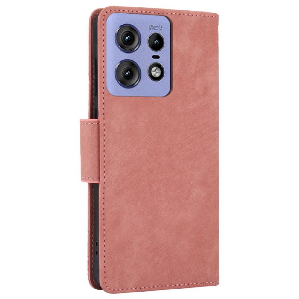 Leren Hoesje Voor Motorola Edge 50 Pro Bandje Met Bloemenprint