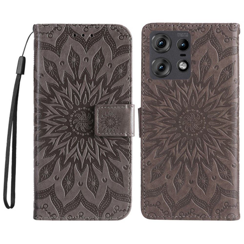 Leren Hoesje Voor Motorola Edge 50 Pro Zonne-mandala