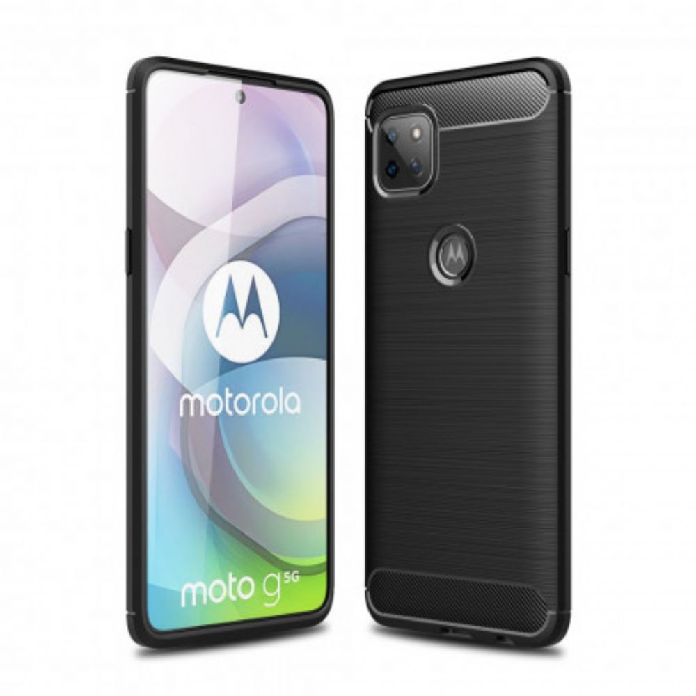 Hoesje voor Moto G 5G Geborstelde Koolstofvezel