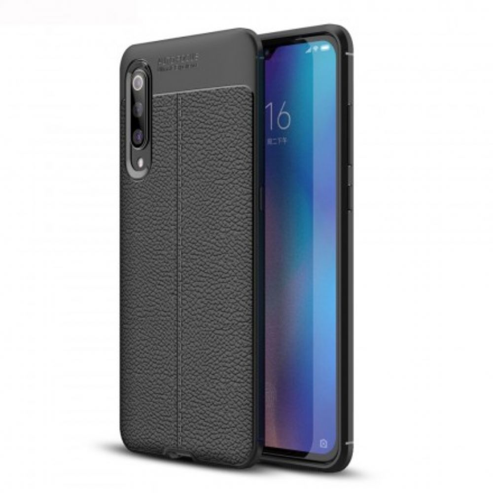 Hoesje voor Xiaomi Mi 9 Dubbele Lijn Litchi Leder Effect