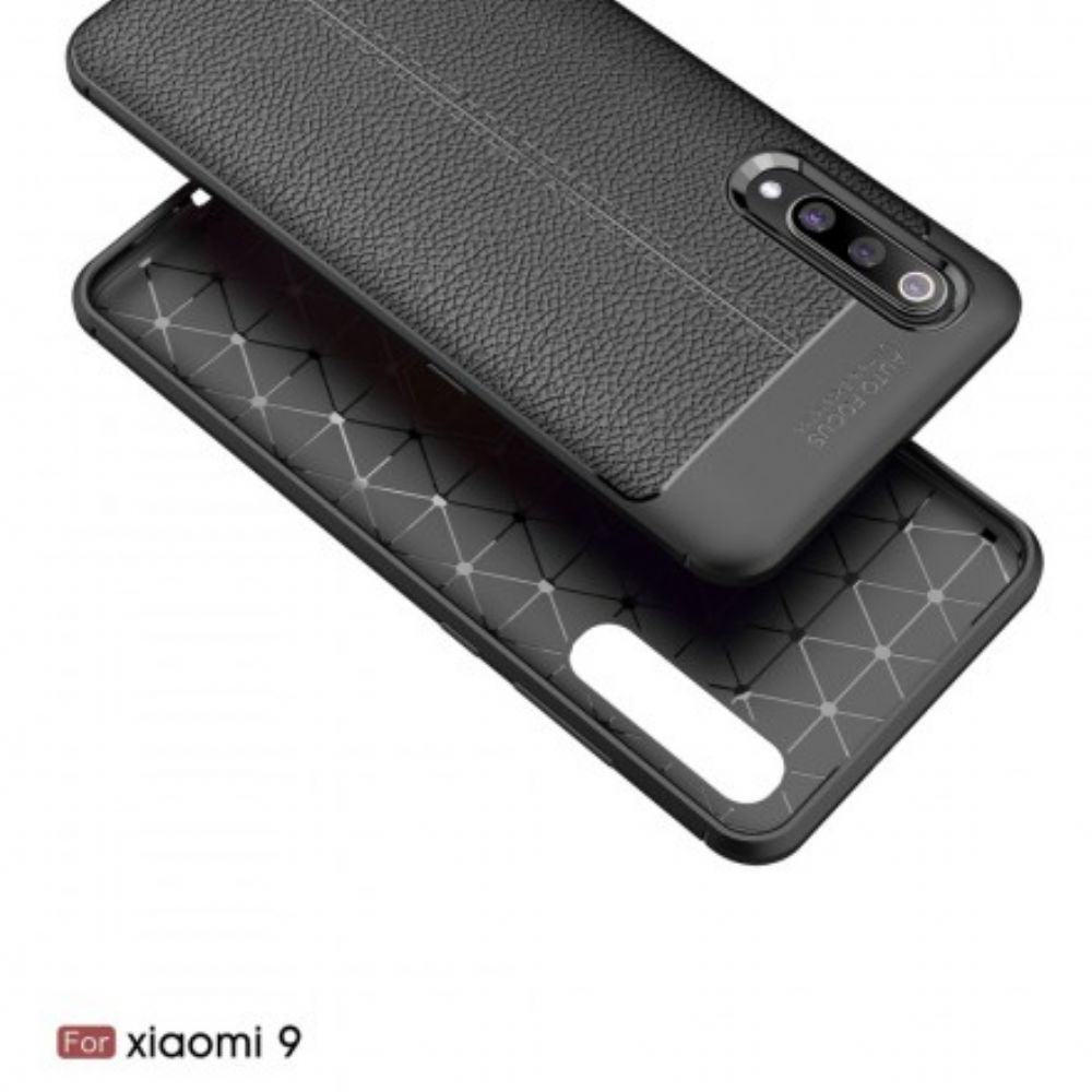 Hoesje voor Xiaomi Mi 9 Dubbele Lijn Litchi Leder Effect