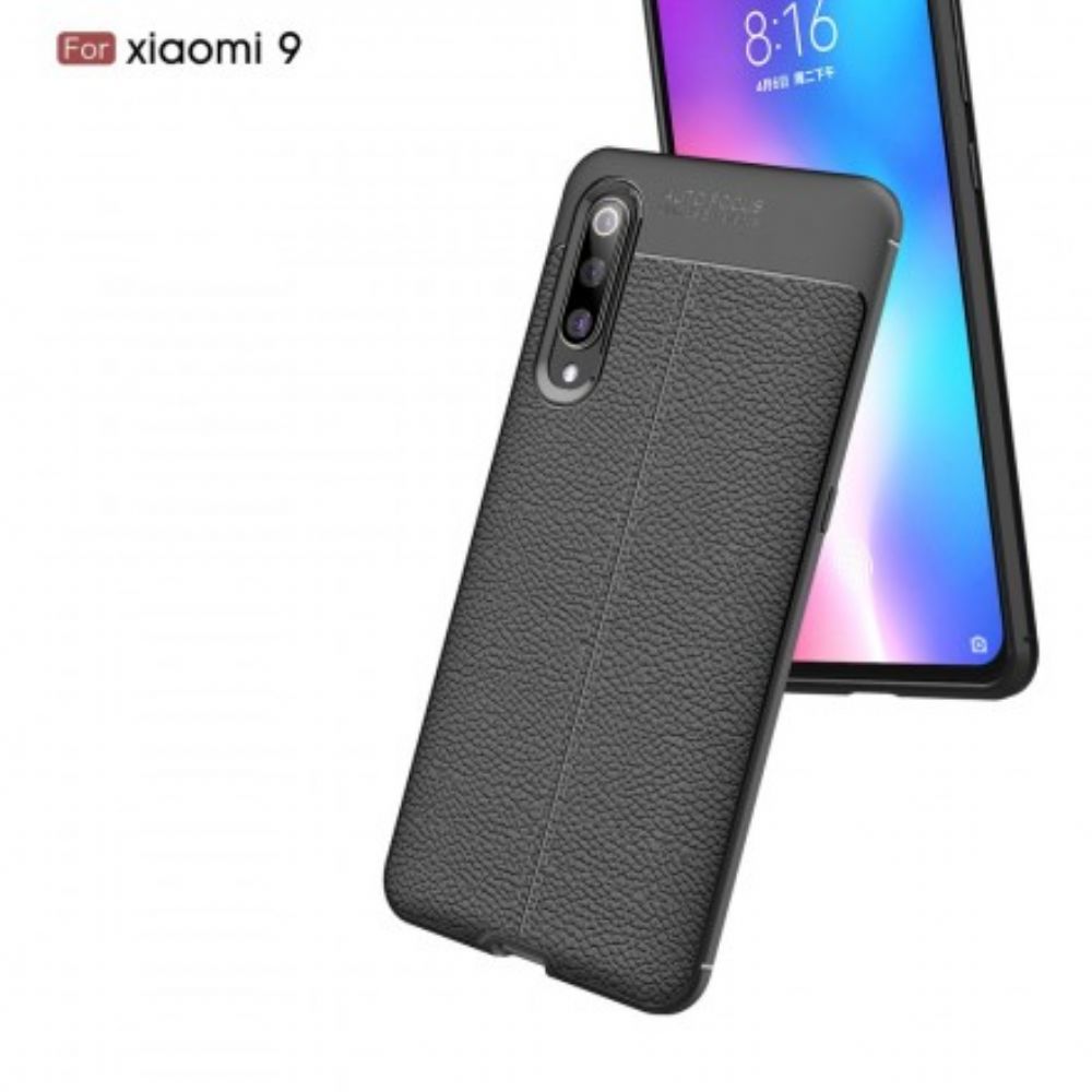 Hoesje voor Xiaomi Mi 9 Dubbele Lijn Litchi Leder Effect