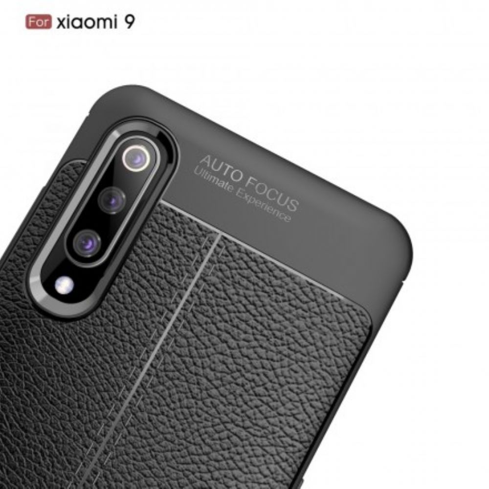 Hoesje voor Xiaomi Mi 9 Dubbele Lijn Litchi Leder Effect