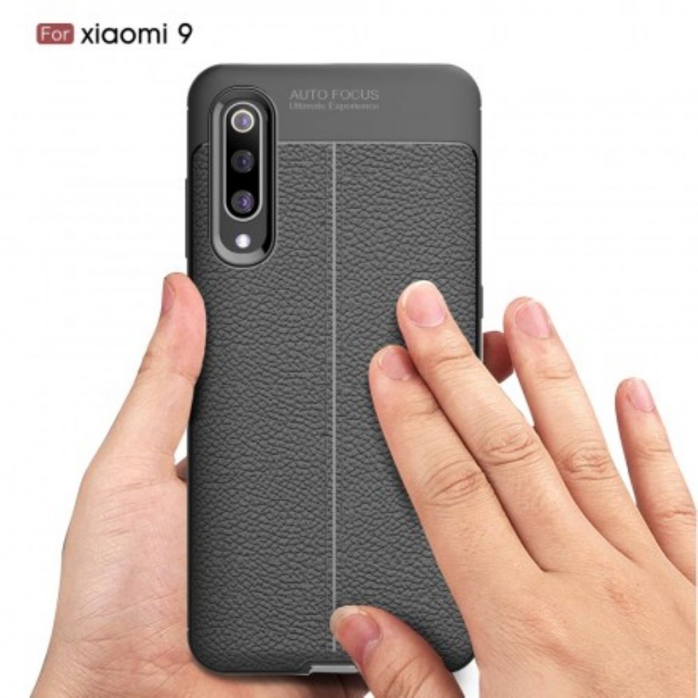 Hoesje voor Xiaomi Mi 9 Dubbele Lijn Litchi Leder Effect