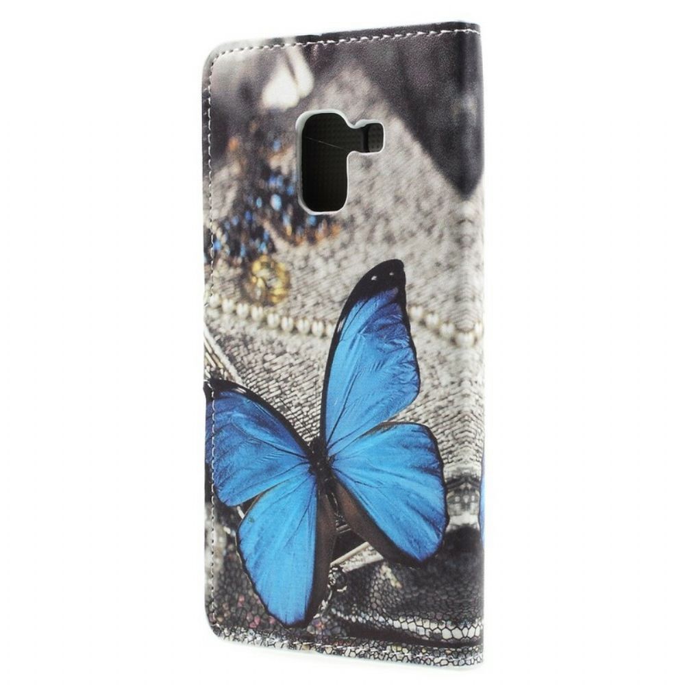 Folio-hoesje voor Samsung Galaxy A8 2018 Blauwe Vlinder