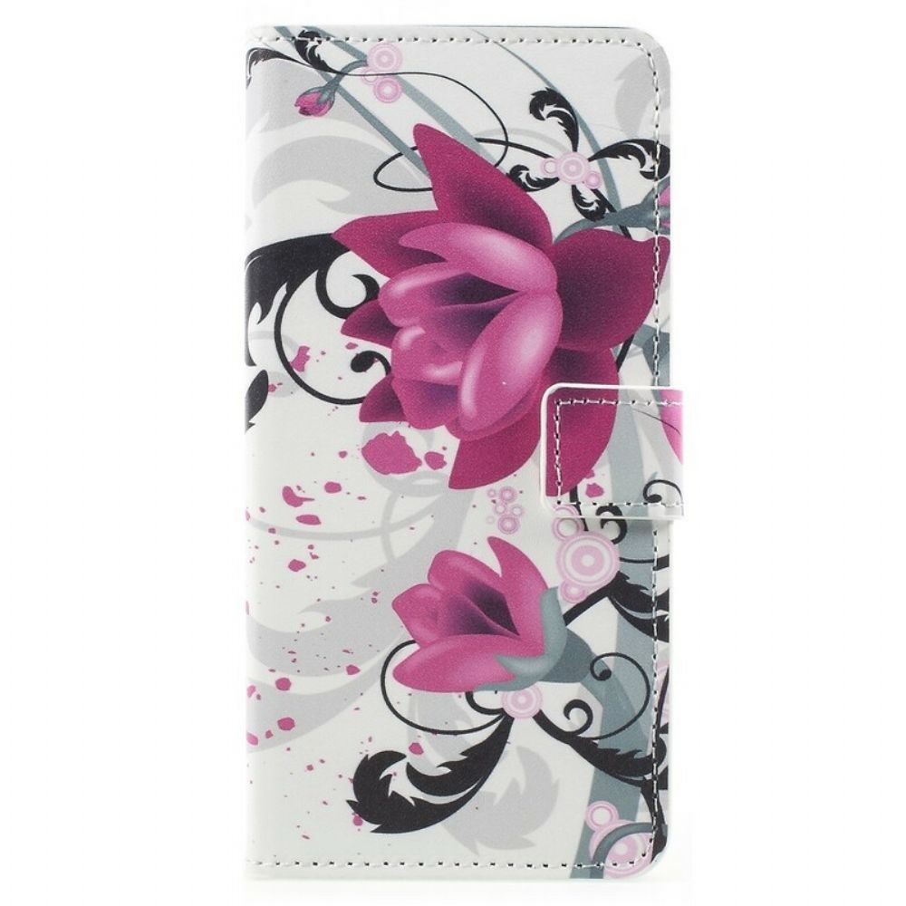 Folio-hoesje voor Samsung Galaxy A8 2018 Tropische Bloemen