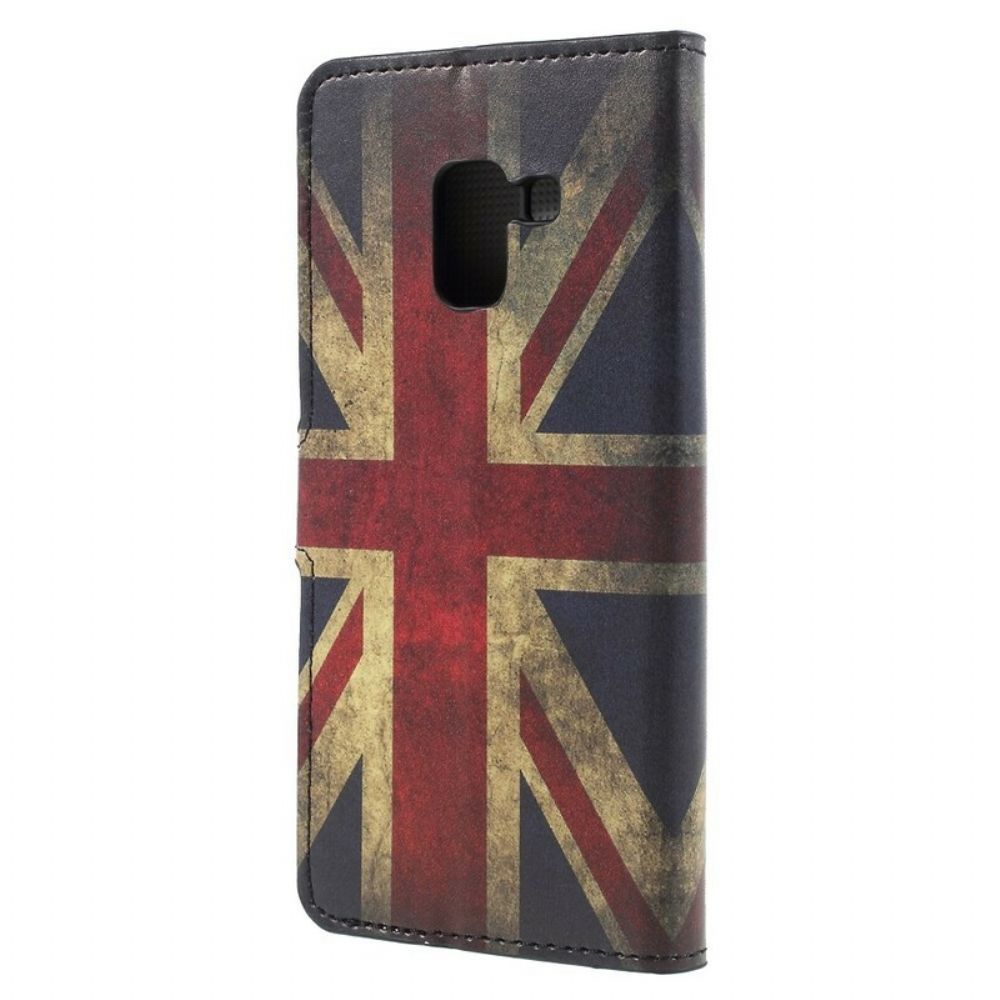 Leren Hoesje voor Samsung Galaxy A8 2018 Engeland Vlag