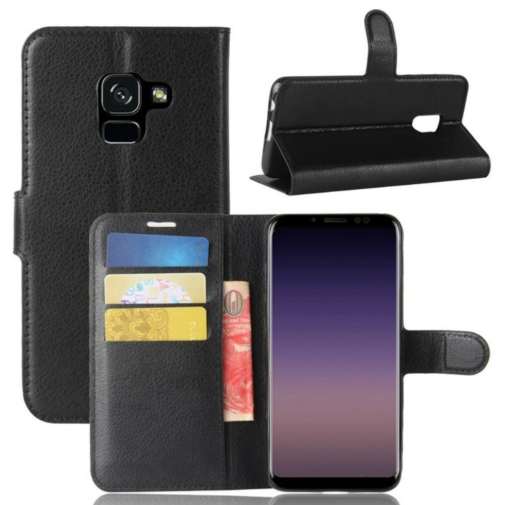 Leren Hoesje voor Samsung Galaxy A8 2018 Klassiek Leereffect