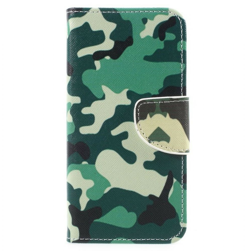 Leren Hoesje voor Samsung Galaxy A8 2018 Militaire Camouflage