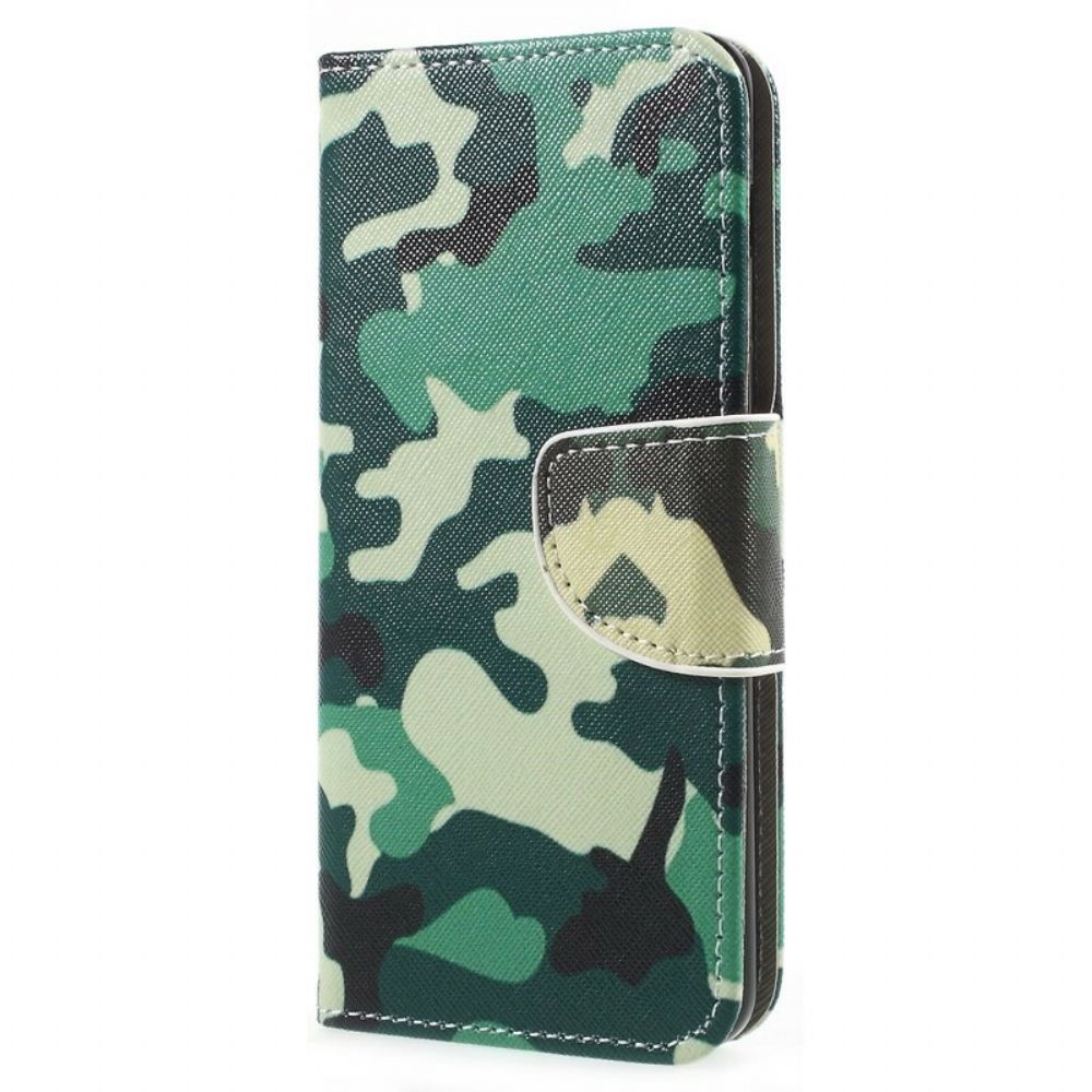 Leren Hoesje voor Samsung Galaxy A8 2018 Militaire Camouflage