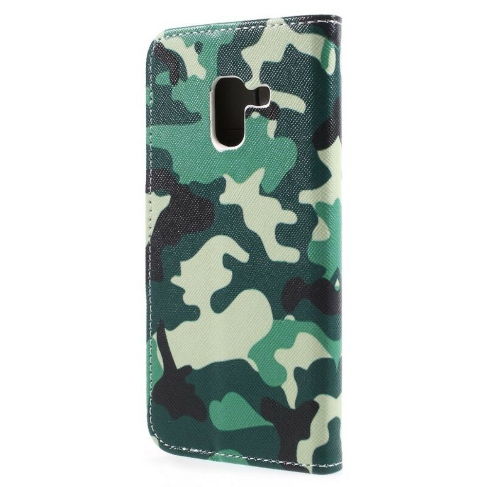 Leren Hoesje voor Samsung Galaxy A8 2018 Militaire Camouflage