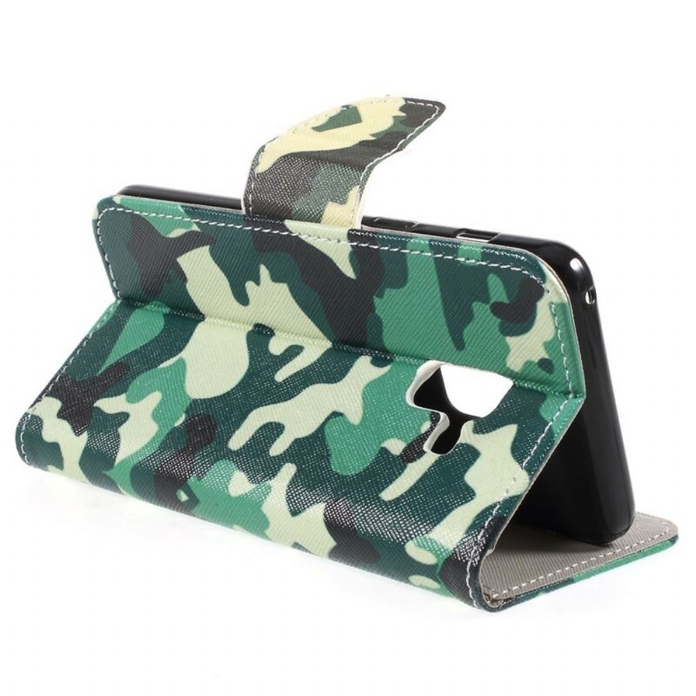 Leren Hoesje voor Samsung Galaxy A8 2018 Militaire Camouflage