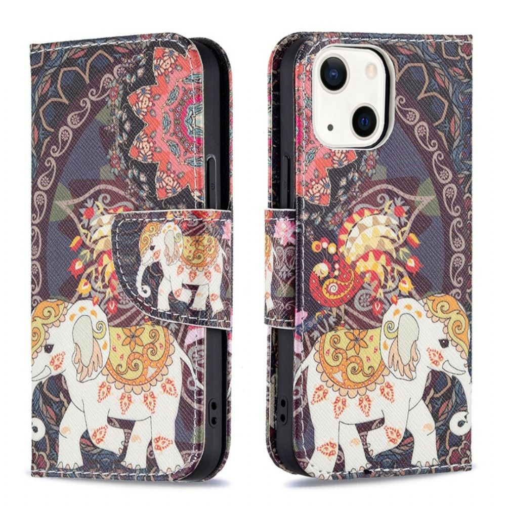 Flip Case voor iPhone 13 Mini Indische Olifant