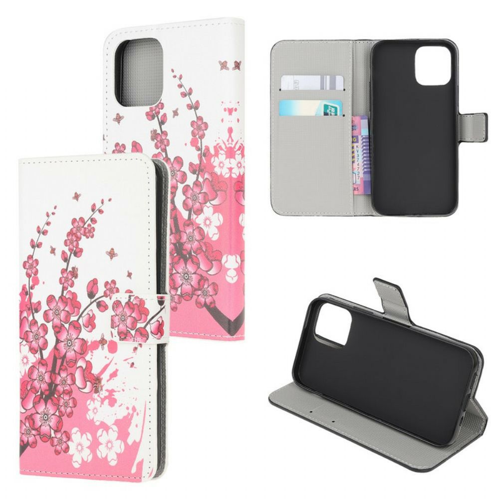 Flip Case voor iPhone 13 Mini Tropische Bloemen