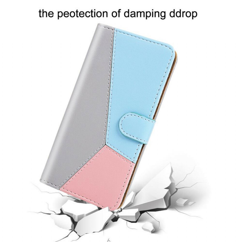 Folio-hoesje voor iPhone 13 Mini Driekleurig Leereffect