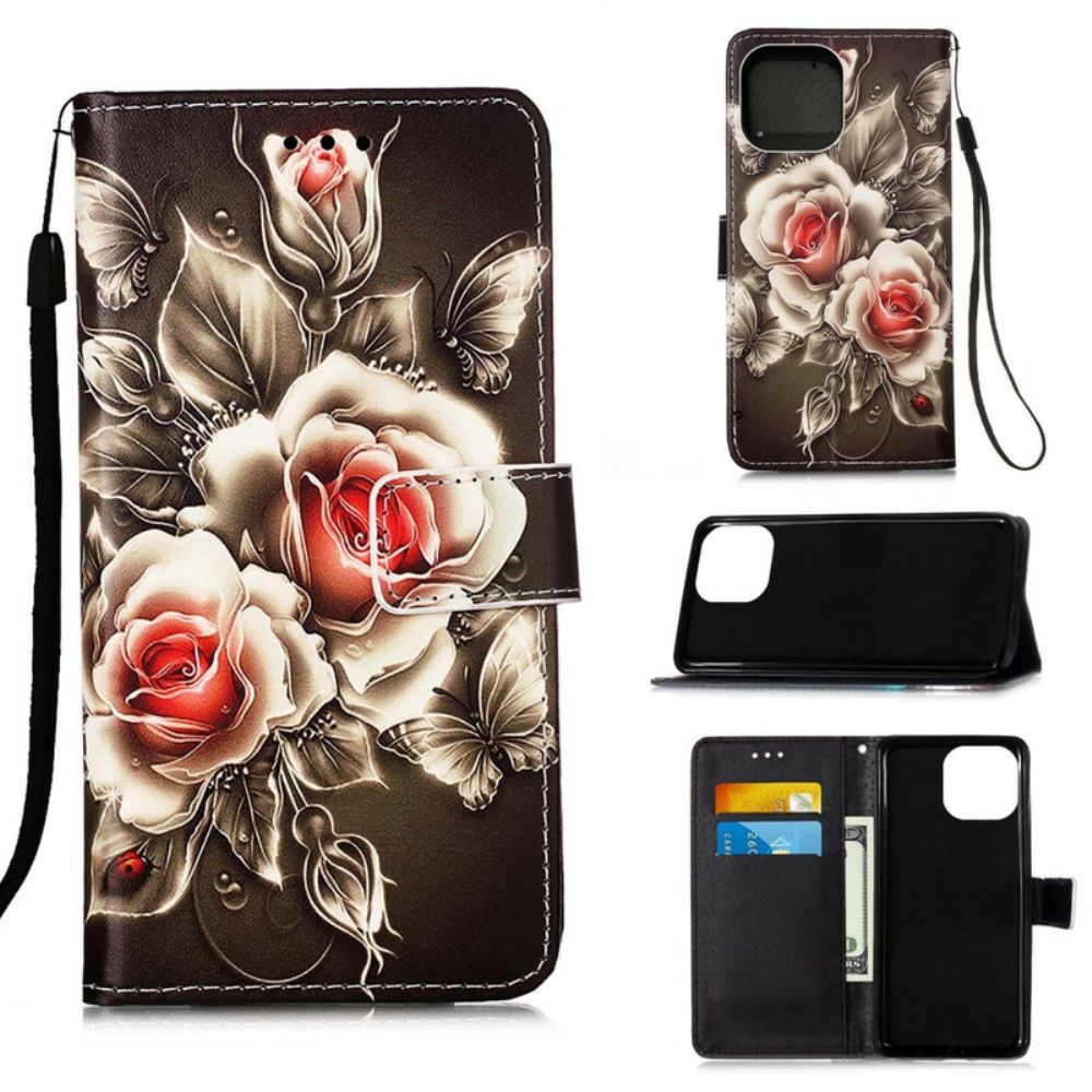 Folio-hoesje voor iPhone 13 Mini Gouden Rozen