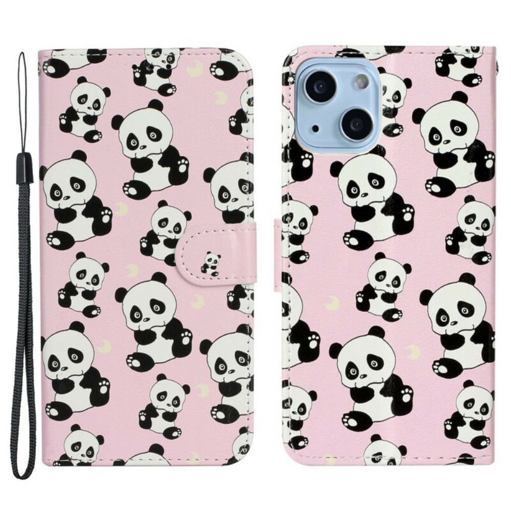 Folio-hoesje voor iPhone 13 Mini Meerdere Panda's