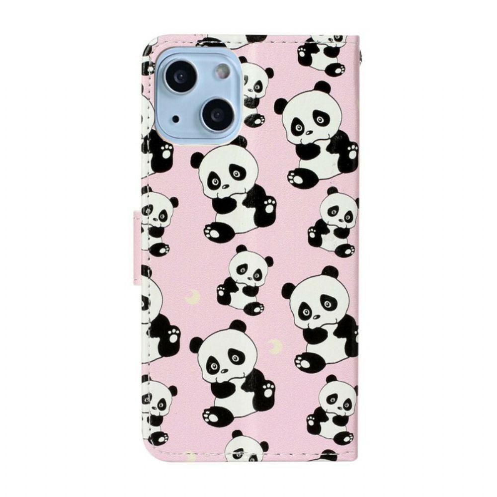 Folio-hoesje voor iPhone 13 Mini Meerdere Panda's