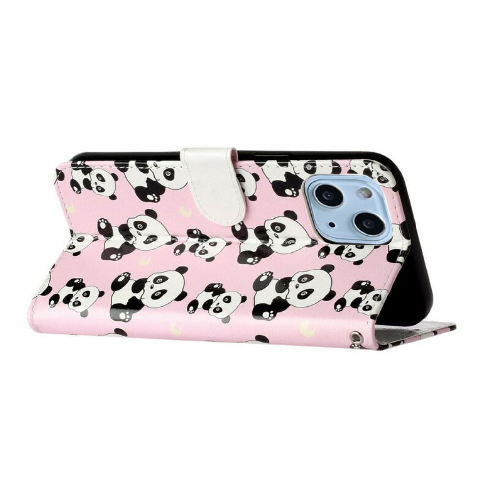 Folio-hoesje voor iPhone 13 Mini Meerdere Panda's