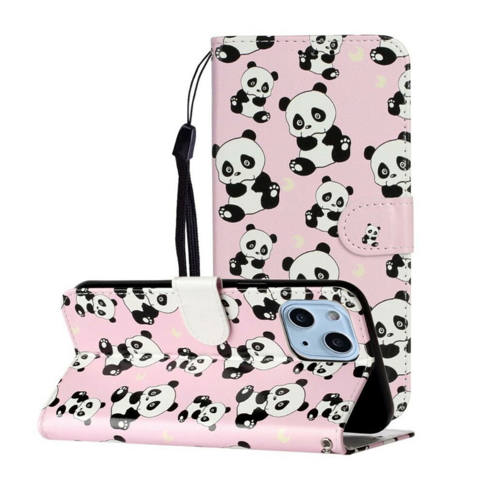 Folio-hoesje voor iPhone 13 Mini Meerdere Panda's