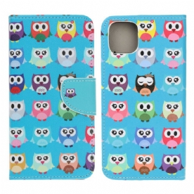 Folio-hoesje voor iPhone 13 Mini Meerdere Uilen