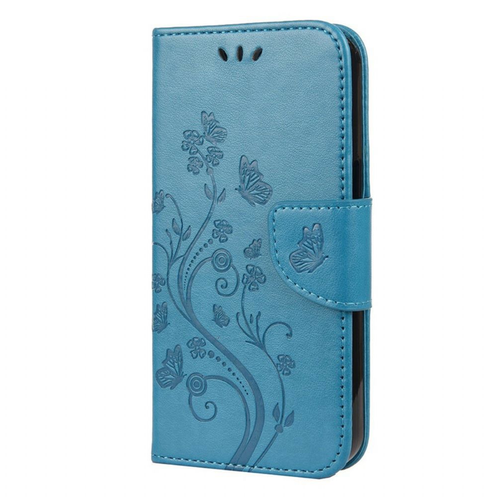 Folio-hoesje voor iPhone 13 Mini Met Ketting Bloemen Strappy