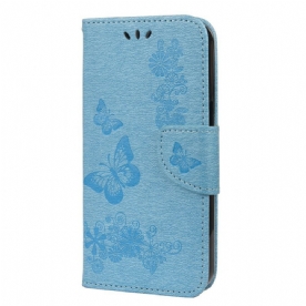 Folio-hoesje voor iPhone 13 Mini Met Ketting Prachtige Vlinders Met Riem