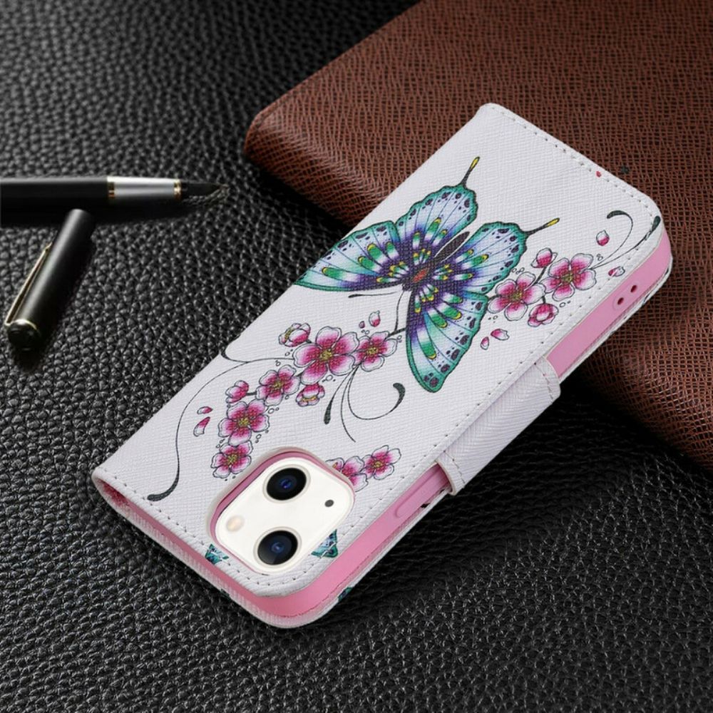 Folio-hoesje voor iPhone 13 Mini Prachtige Vlinders