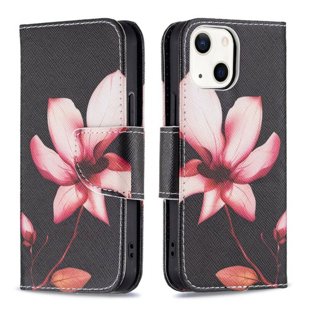 Folio-hoesje voor iPhone 13 Mini Roze Bloem