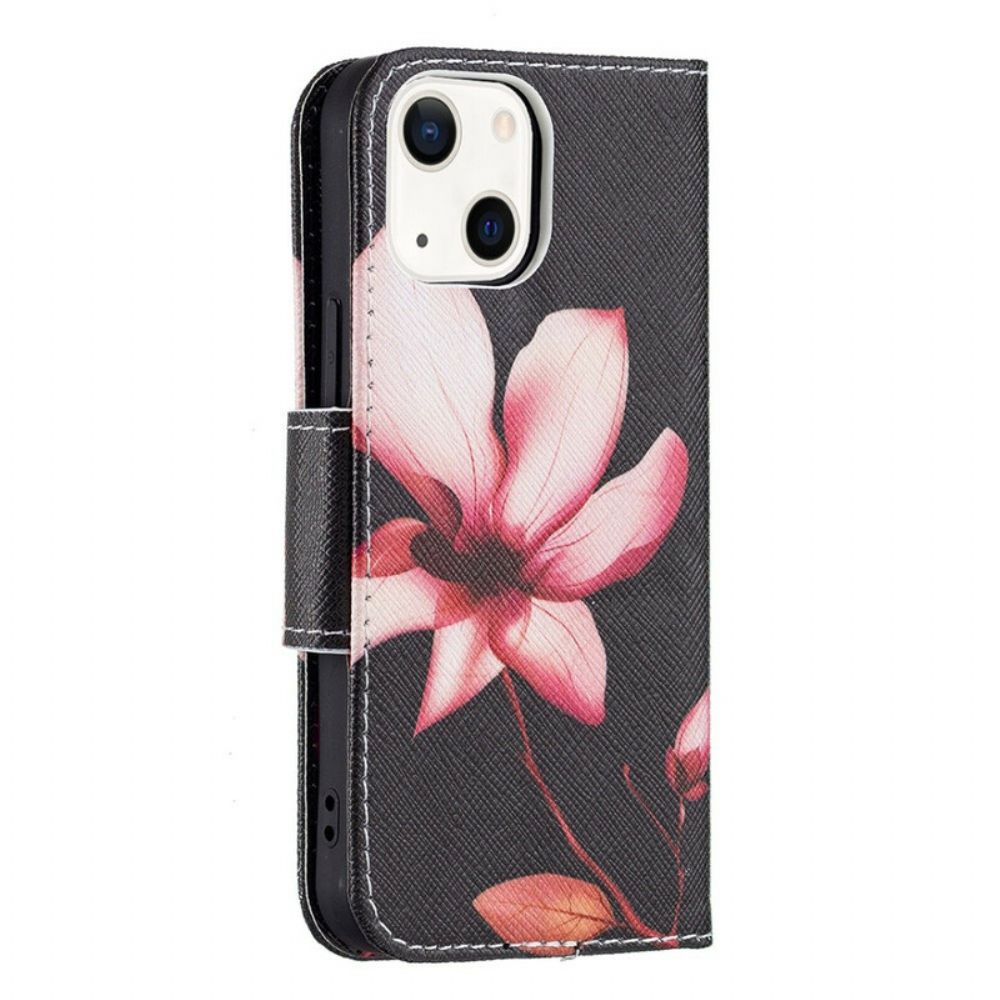 Folio-hoesje voor iPhone 13 Mini Roze Bloem