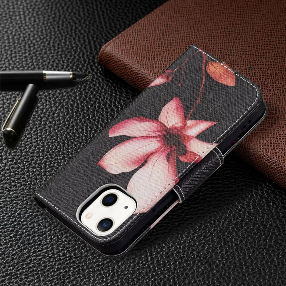 Folio-hoesje voor iPhone 13 Mini Roze Bloem