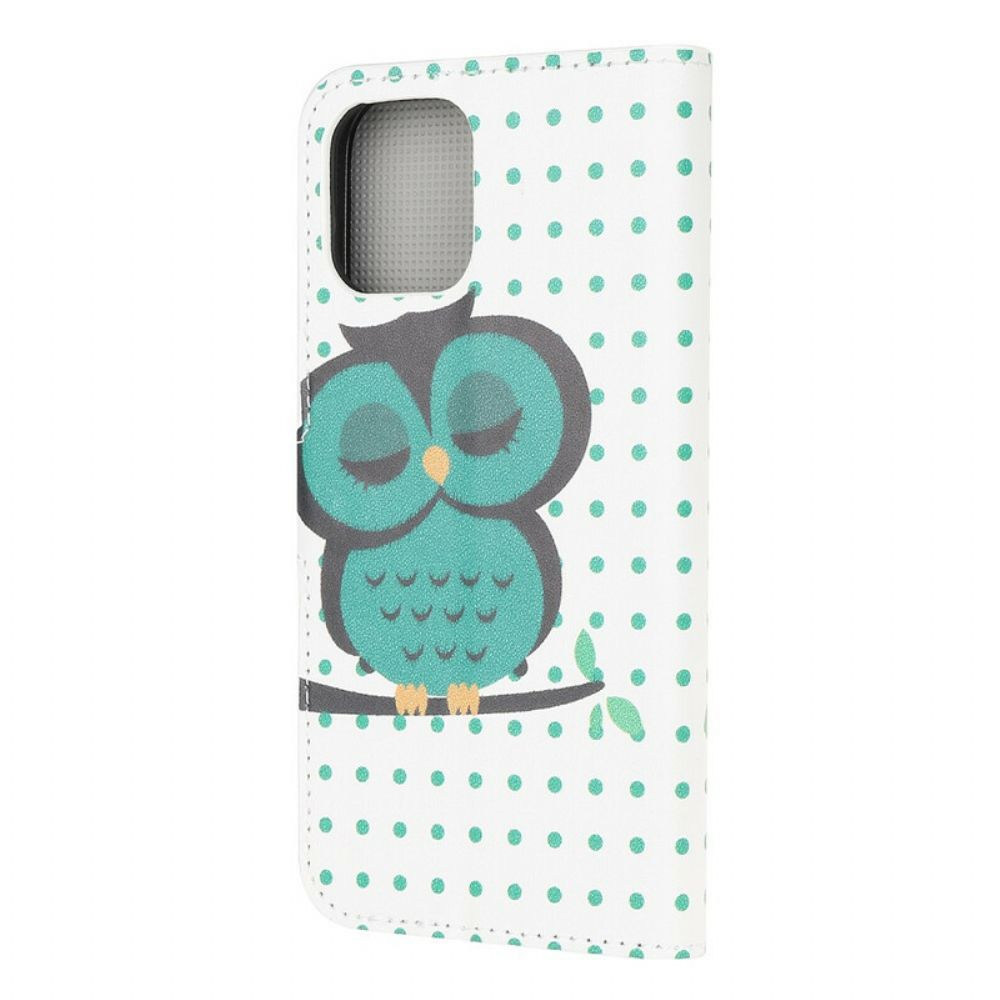 Folio-hoesje voor iPhone 13 Mini Slapende Uil